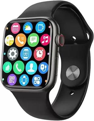 Black Umar Mart smartwatch displaying digital time and fitness metrics on a sleek, modern watch face.