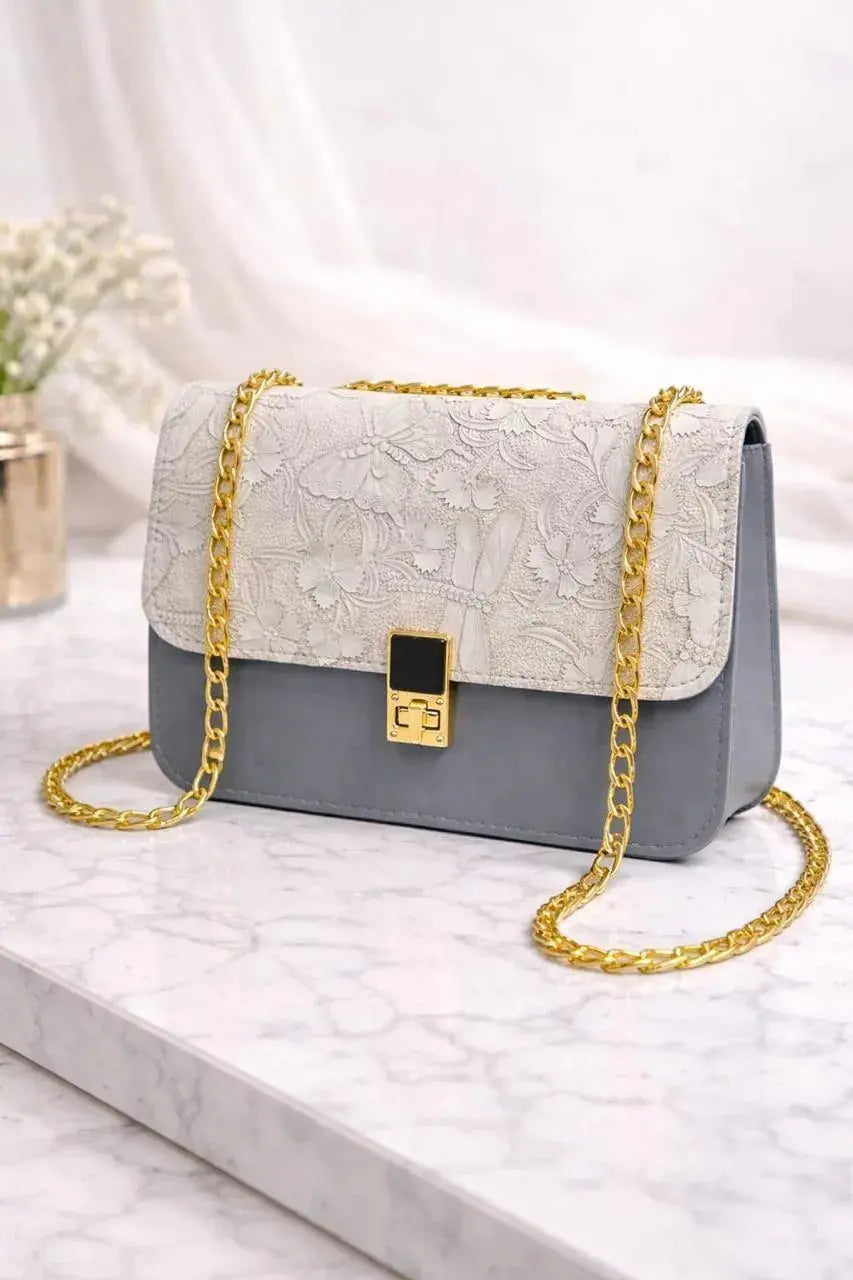 Elegant Floral Embossed Chain Shoulder Bag Umar Mart