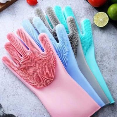 Umar Mart premium silicone dish washing gloves for kitchen cleaning, featuring flexible, waterproof material and textured grip.