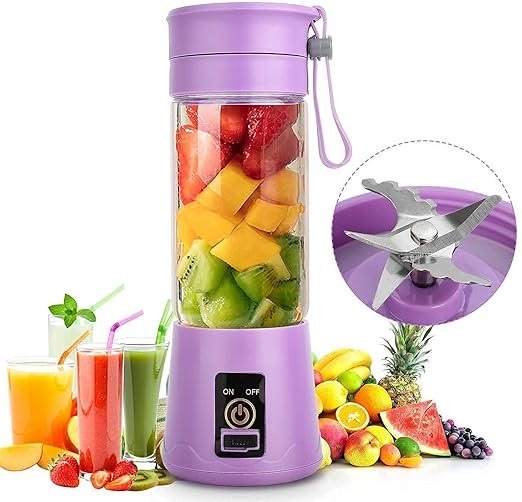 Umar Mart portable rechargeable electric juicer blender with a compact design and USB charging port, ideal for on-the-go smoothies.