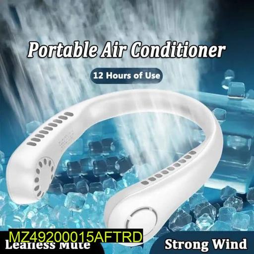 White Umar Mart Ultra-Cool 3-Speed portable neck fan with fast charging and sleek design, shown in close-up view.