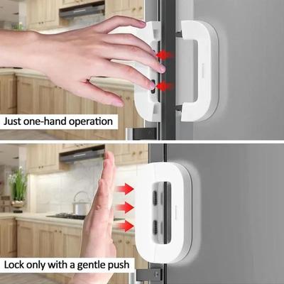 Umar Mart fridge lock with keys, made of durable ABS plastic, a secure kitchen accessory for protecting refrigerator contents.