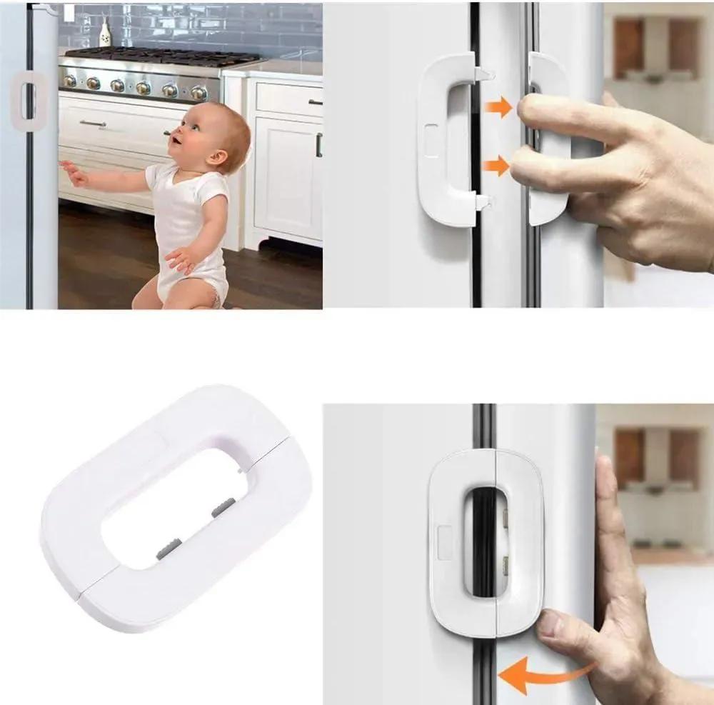 Umar Mart fridge lock and keys made of ABS plastic for kitchen security, featuring a compact design and key access.
