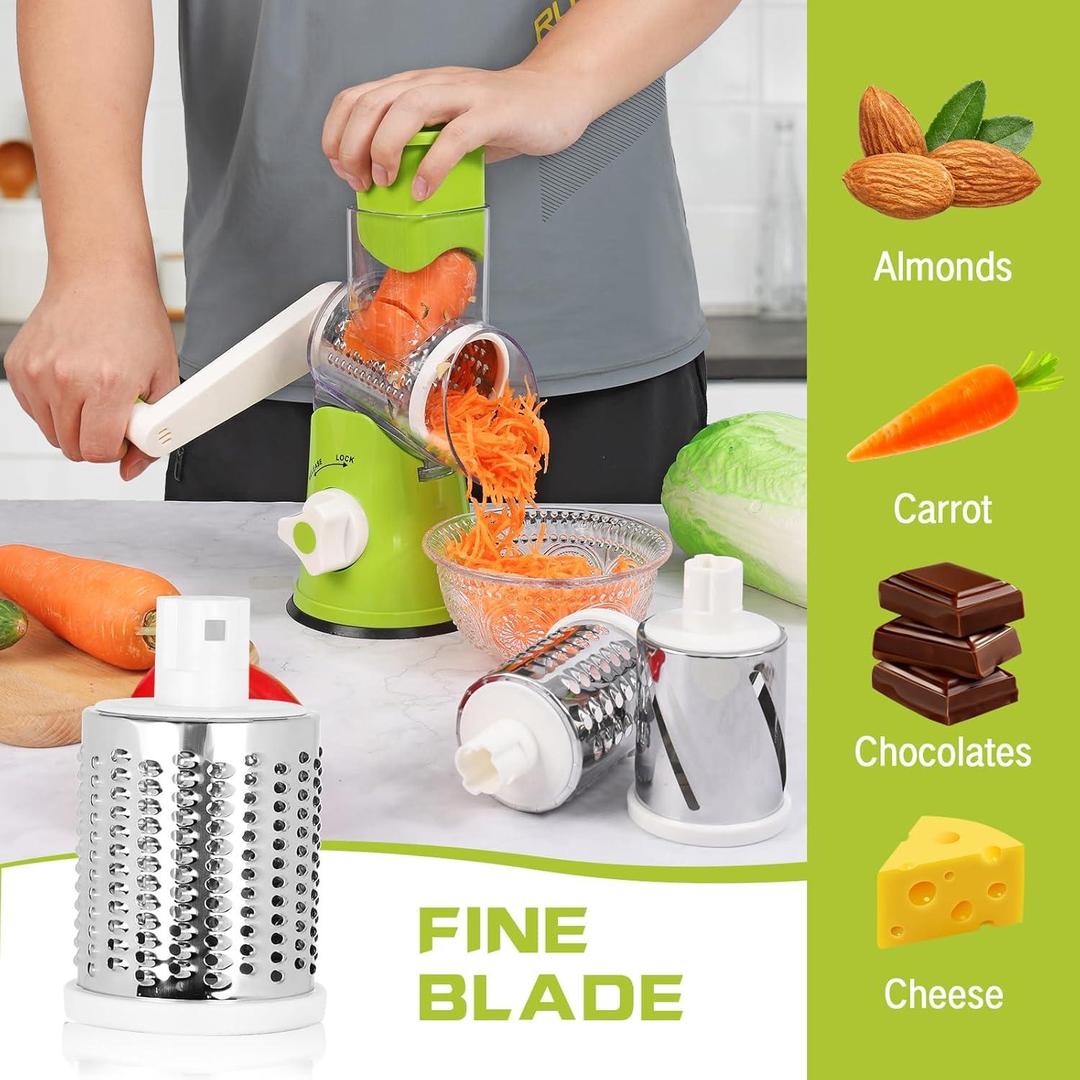 Umar Mart Premium Manual Vegetable Cutter and Chopper in a kitchen setting with sliced vegetables and stainless steel blades.
