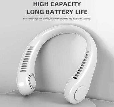 White Umar Mart Ultra-Cool 3-speed portable neck fan with fast charging and sleek design, shown from the front.