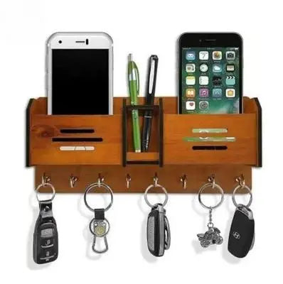 Premium Wooden Smartphone & Key Organizer Umar Mart